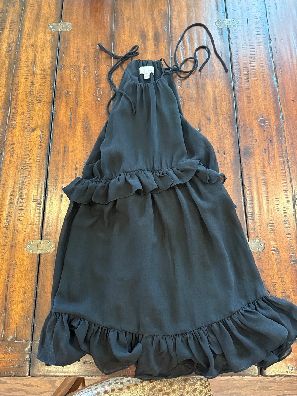 Black Ruffle High neck Dress
